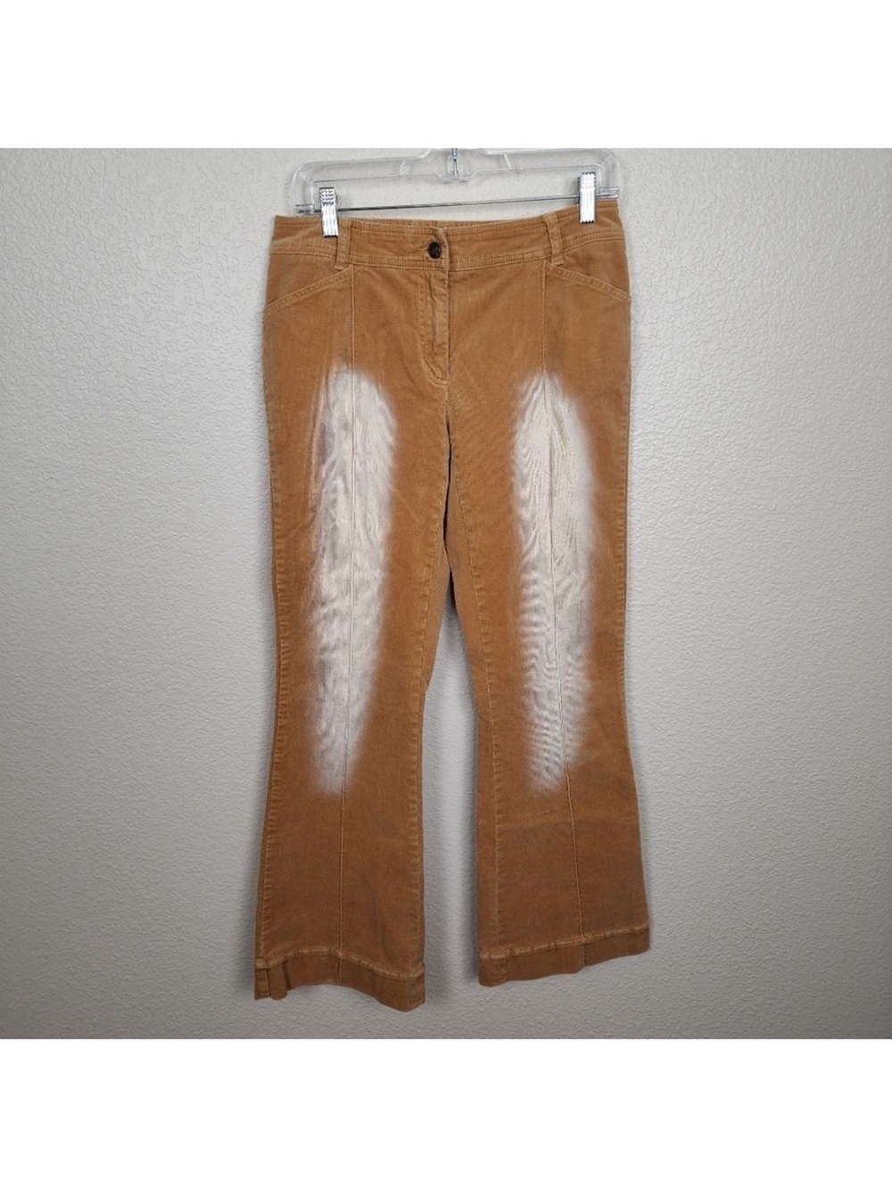 ivy jane Caramel Tan Corduroy Flare Pants with White Front Panels